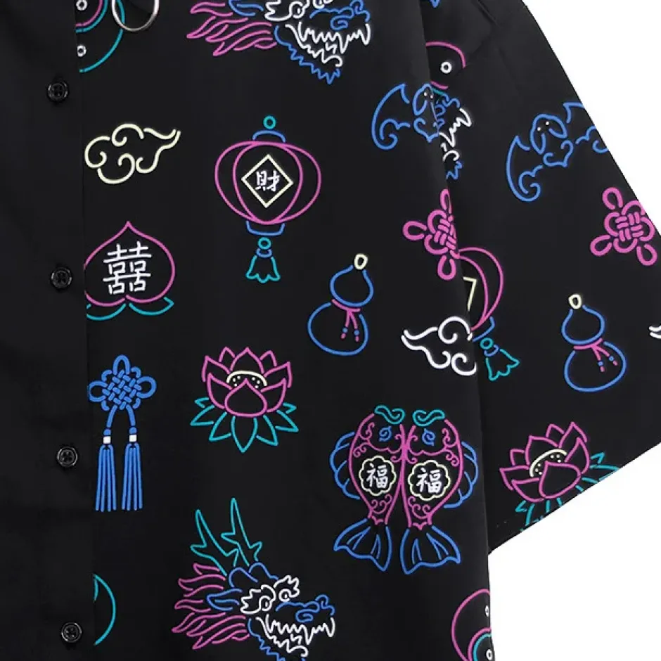 Tops>LISTEN FLAVOR Neon China Shirt