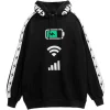 LISTEN FLAVOR Now Charging Sleeve Line Black Hoodie Hot
