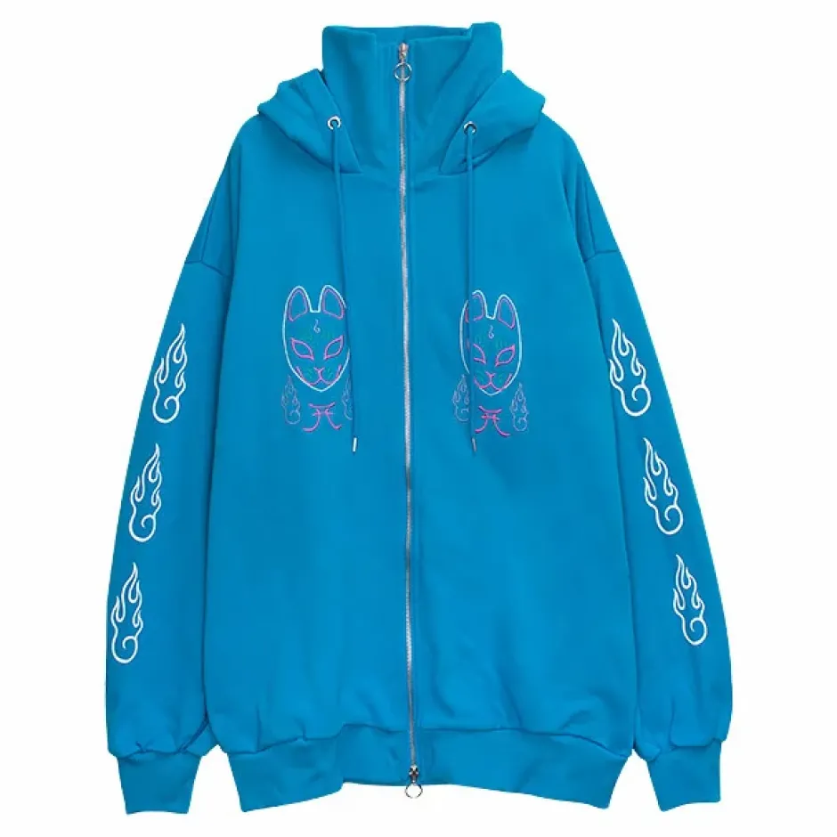 LISTEN FLAVOR Okitsune Sama Zip Hoodie Outlet