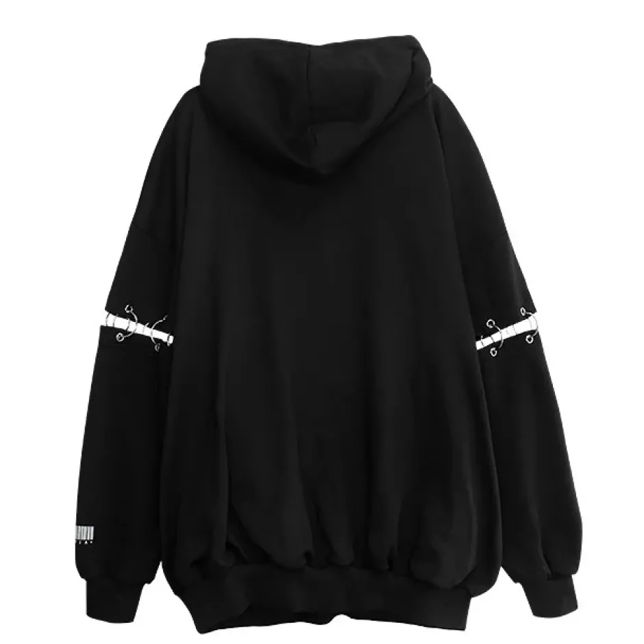Jackets & Hoodies>LISTEN FLAVOR Paranoia Cat Ring Sleeve Hoodie