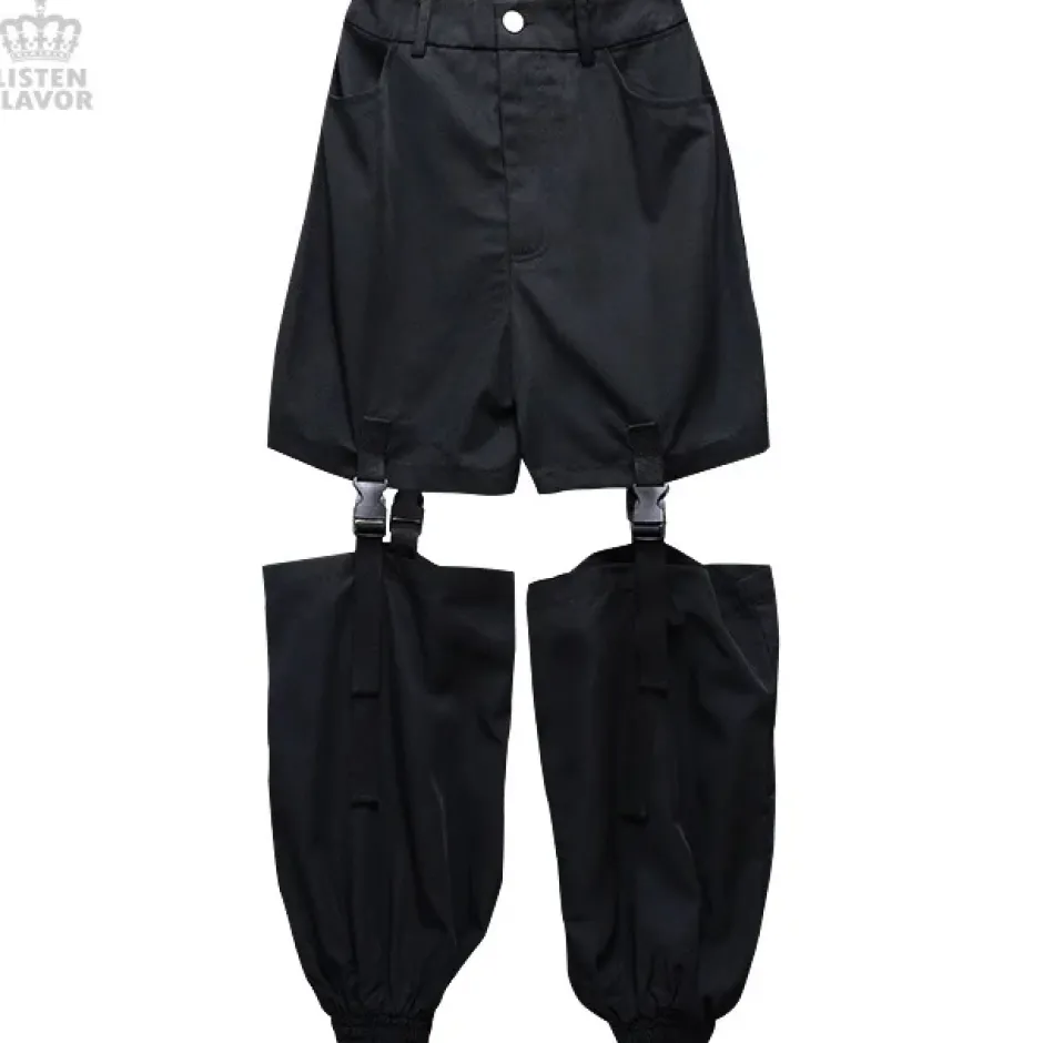 LISTEN FLAVOR Plastic Buckle Hollowed Out Detachable Pants Best
