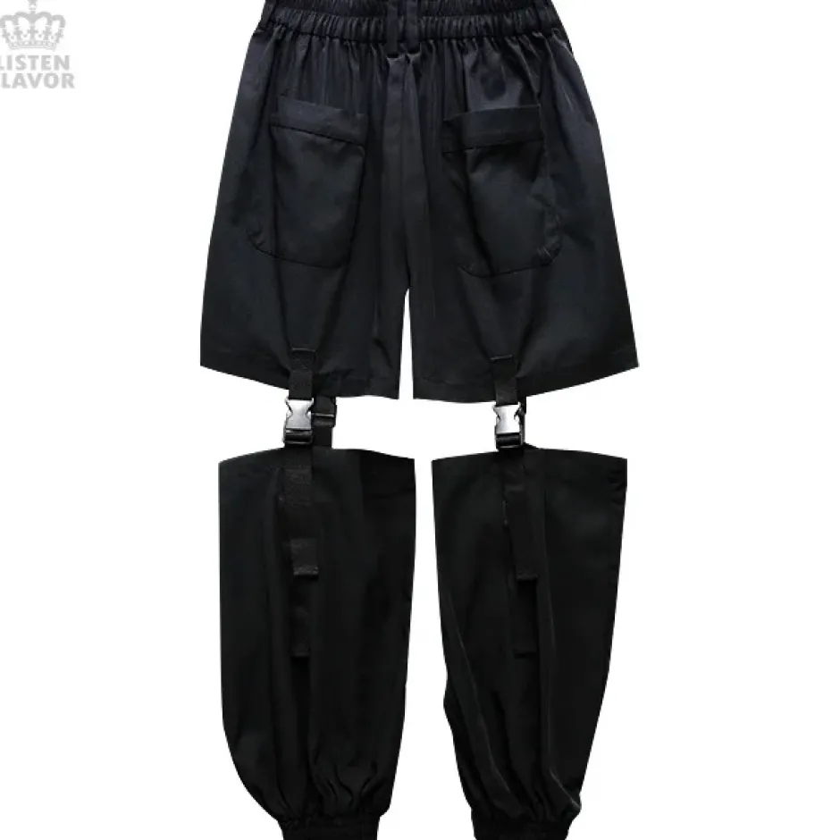 LISTEN FLAVOR Plastic Buckle Hollowed Out Detachable Pants Best