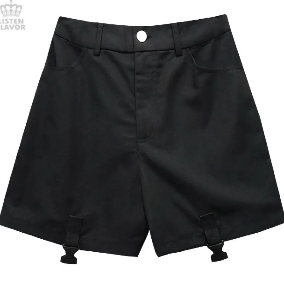 LISTEN FLAVOR Plastic Buckle Hollowed Out Detachable Pants Best