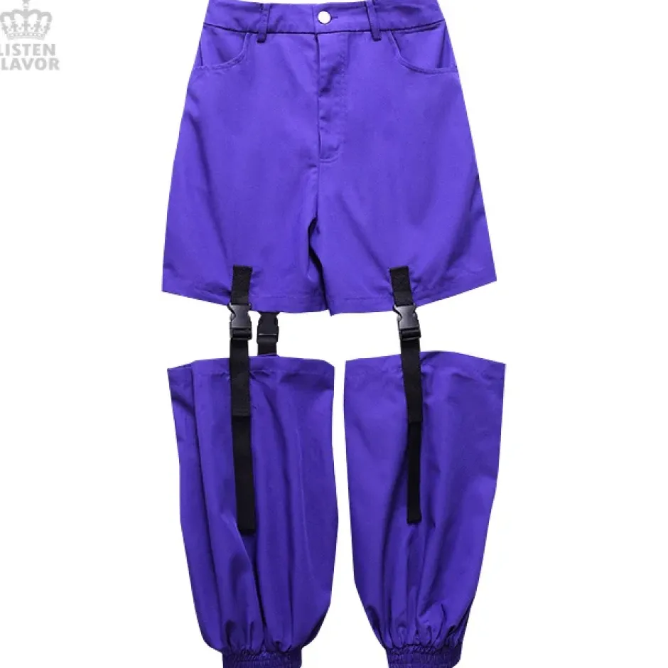 LISTEN FLAVOR Plastic Buckle Hollowed Out Detachable Pants Best