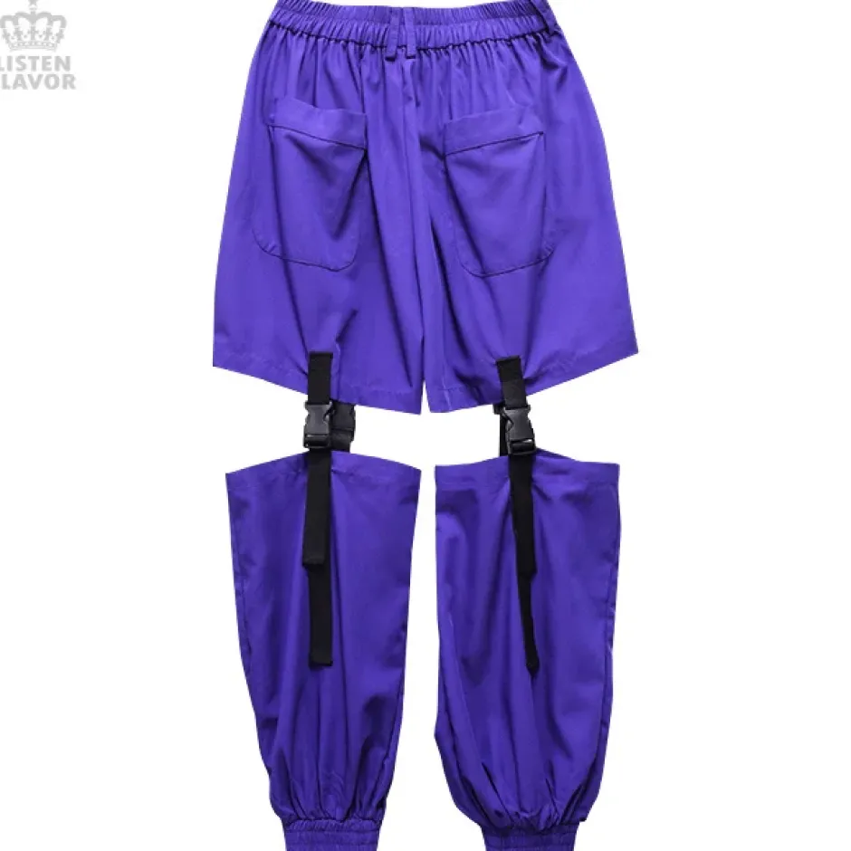 LISTEN FLAVOR Plastic Buckle Hollowed Out Detachable Pants Best