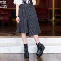 LISTEN FLAVOR Pleated Asymmetrical Gaucho Pants w/ Flap New