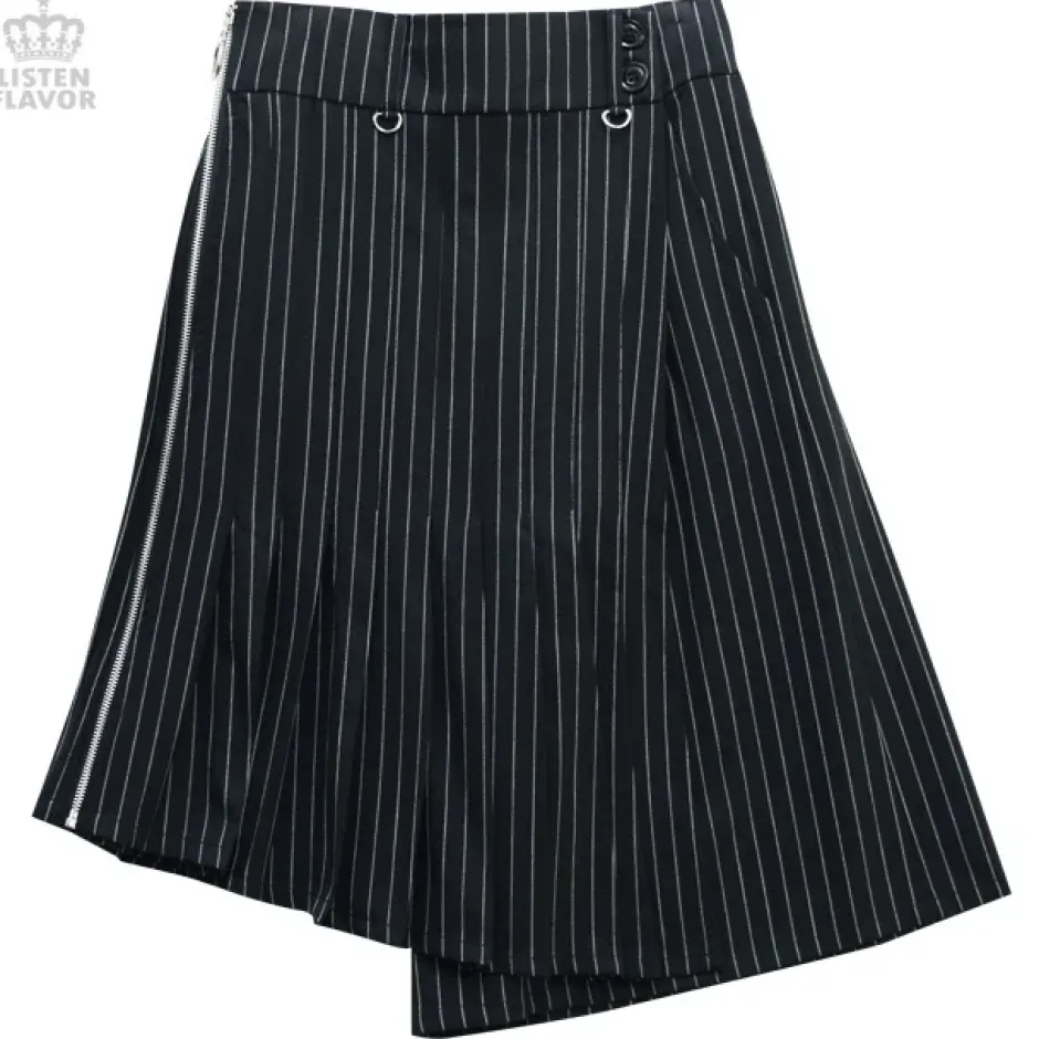 LISTEN FLAVOR Pleated Asymmetrical Gaucho Pants w/ Flap New
