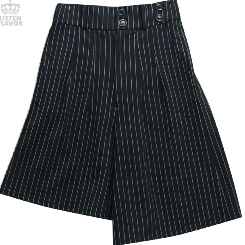 LISTEN FLAVOR Pleated Asymmetrical Gaucho Pants w/ Flap New