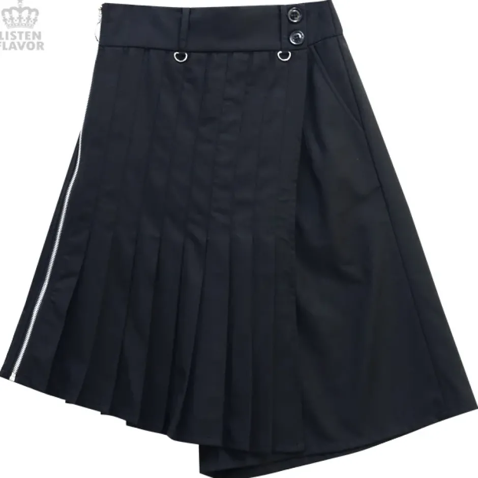 LISTEN FLAVOR Pleated Asymmetrical Gaucho Pants w/ Flap New
