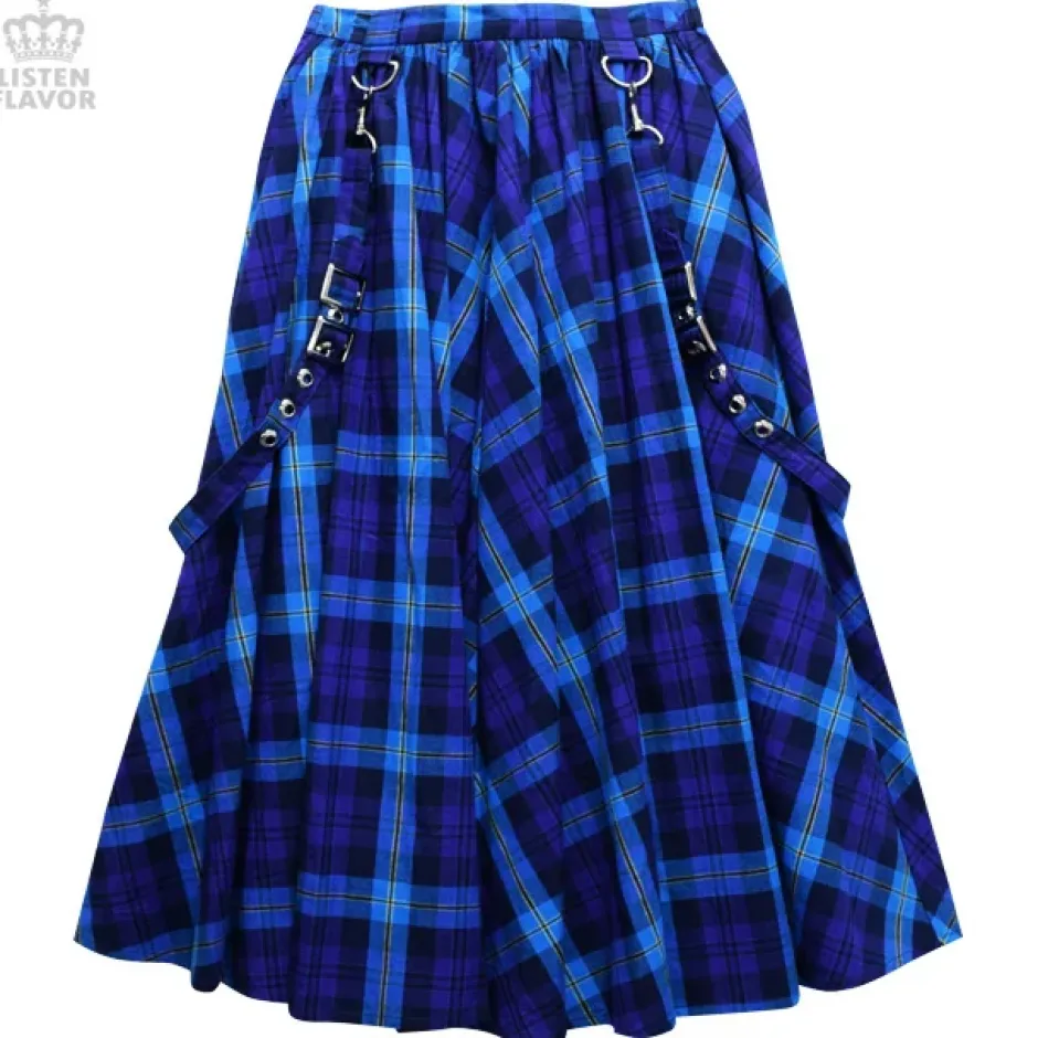Bottoms>LISTEN FLAVOR Pleated Maxi Skirt w/ Shoulder Straps
