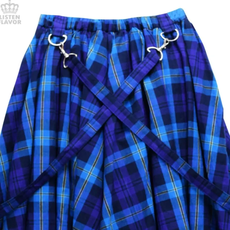Bottoms>LISTEN FLAVOR Pleated Maxi Skirt w/ Shoulder Straps