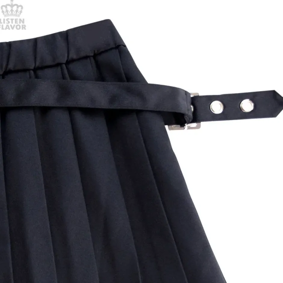 Bottoms>LISTEN FLAVOR Pleated Skirt w/ Side Belts