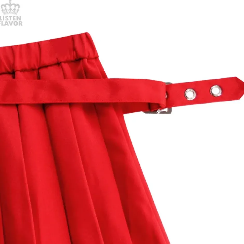 Bottoms>LISTEN FLAVOR Pleated Skirt w/ Side Belts