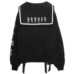 Tops>LISTEN FLAVOR Prayer Lace-Up Sailor Top