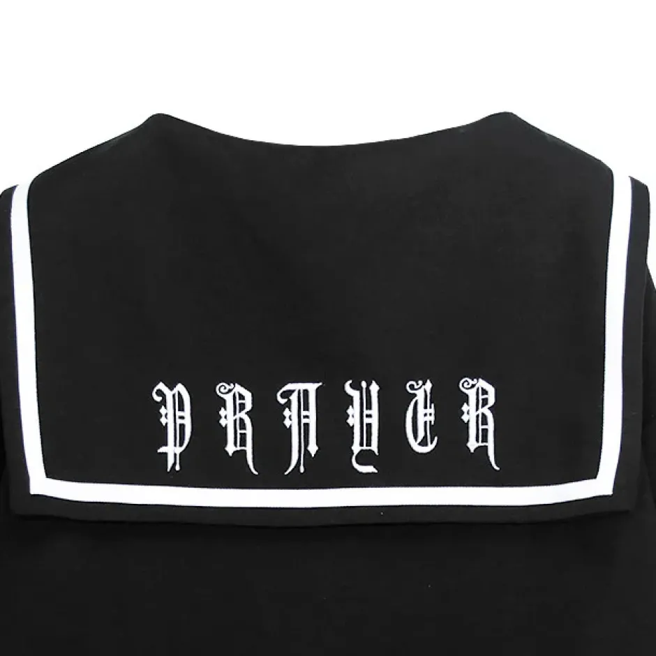 Tops>LISTEN FLAVOR Prayer Lace-Up Sailor Top