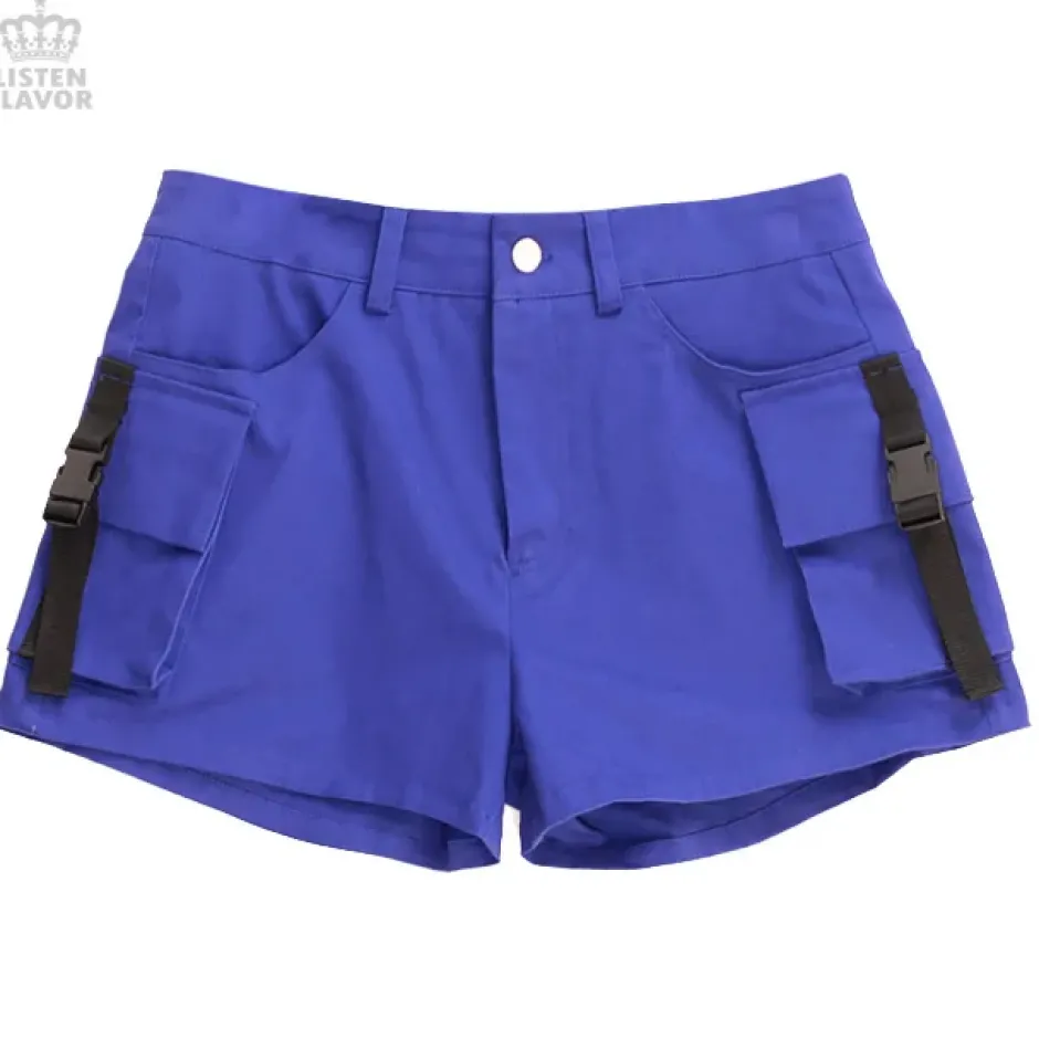 Bottoms>LISTEN FLAVOR Purple Cargo Shorts