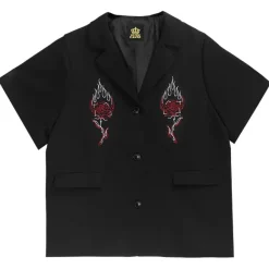 Jackets & Hoodies>LISTEN FLAVOR Rose & Flame Half Sleeve Jacket