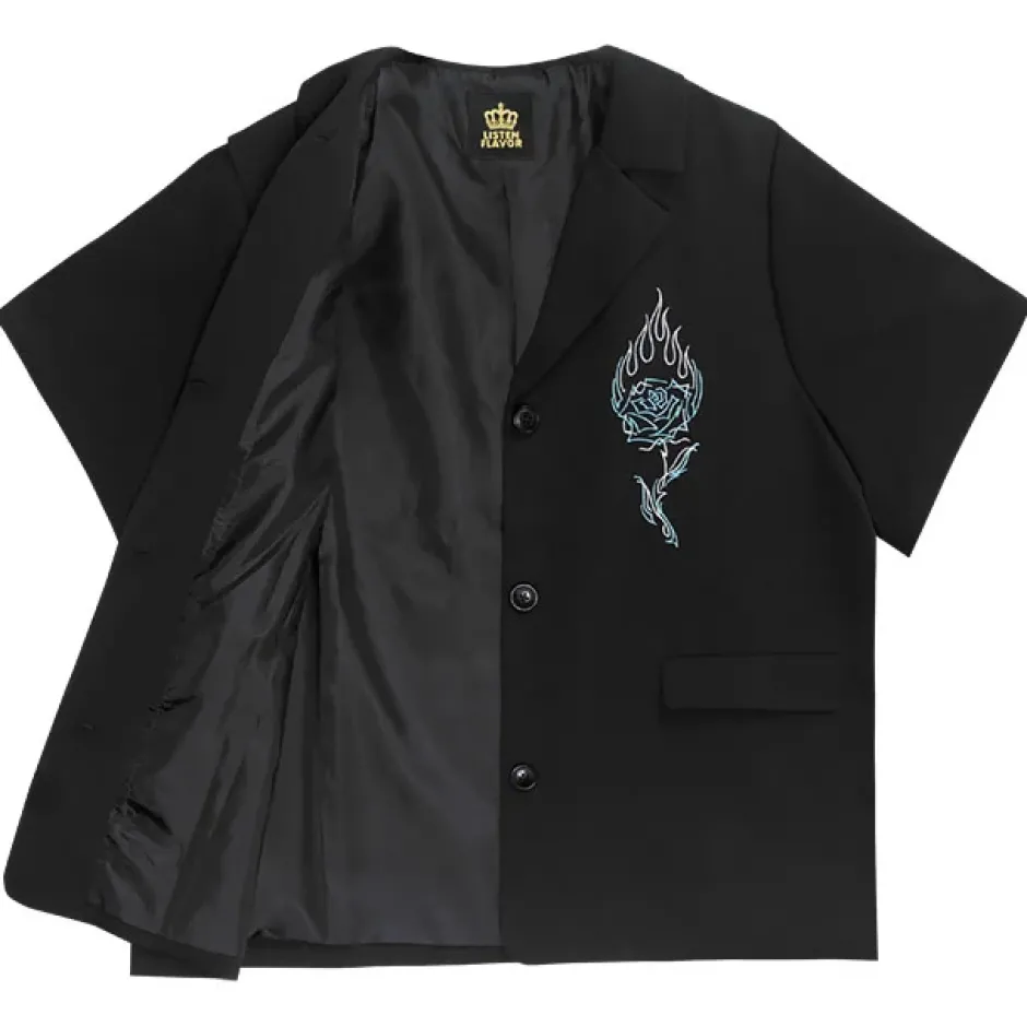 Jackets & Hoodies>LISTEN FLAVOR Rose & Flame Half Sleeve Jacket