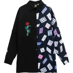 LISTEN FLAVOR Rose & Playing Cards 2-Way Shirt Online