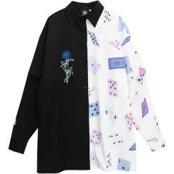 LISTEN FLAVOR Rose & Playing Cards 2-Way Shirt Online