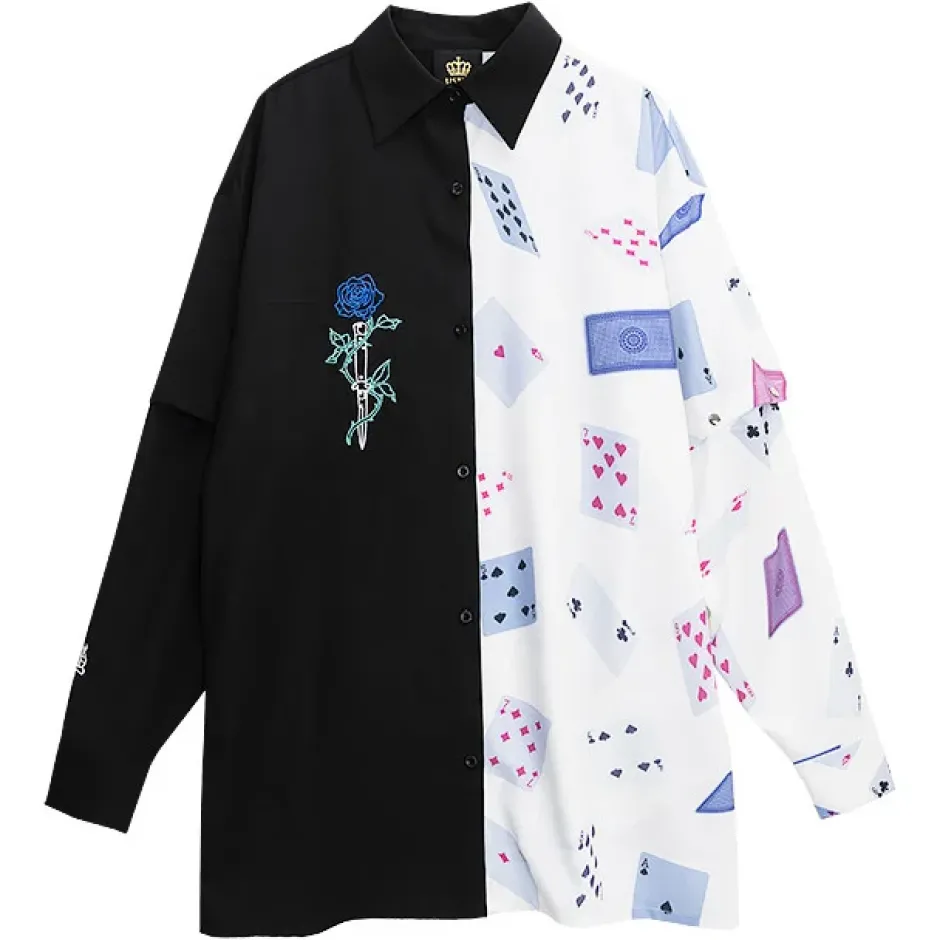 LISTEN FLAVOR Rose & Playing Cards 2-Way Shirt Online