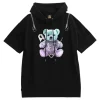 Jackets & Hoodies>LISTEN FLAVOR Safety Pin Bear Shoulder Zip Short Sleeve Hoodie