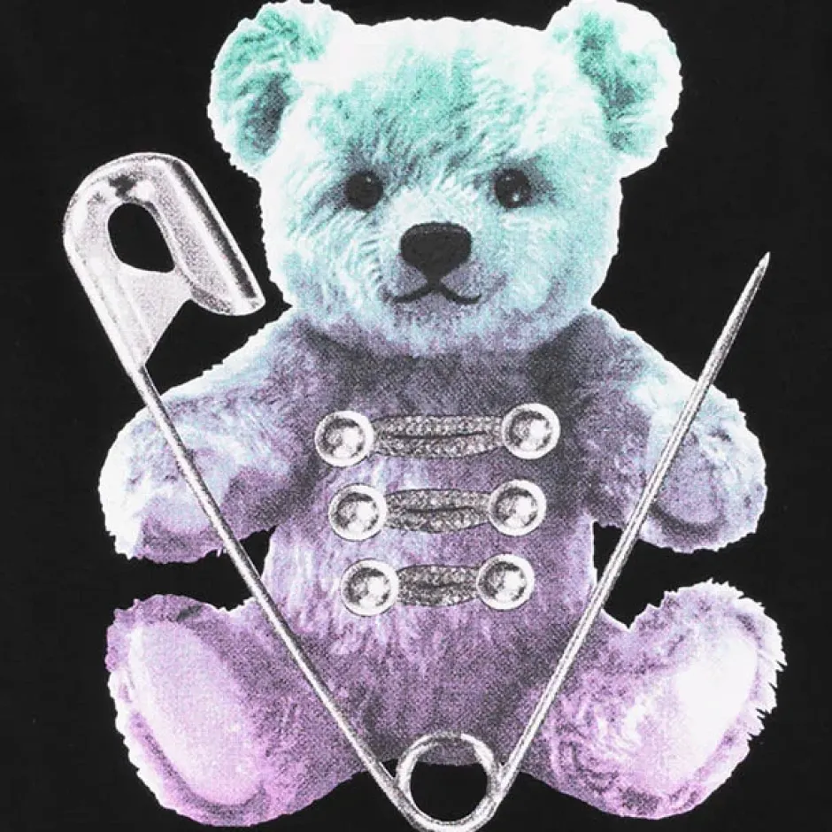 Jackets & Hoodies>LISTEN FLAVOR Safety Pin Bear Shoulder Zip Short Sleeve Hoodie