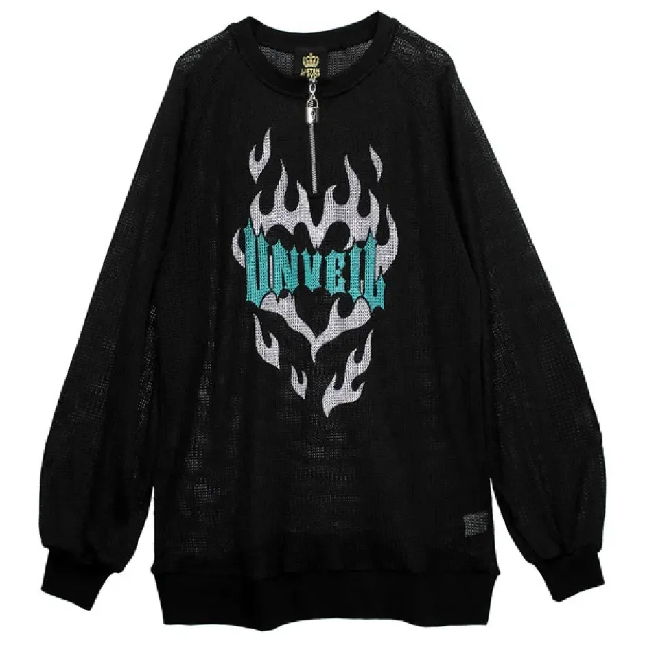Jackets & Hoodies>LISTEN FLAVOR See-Through Mesh Pullover