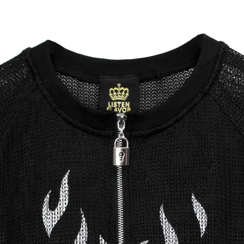 Jackets & Hoodies>LISTEN FLAVOR See-Through Mesh Pullover