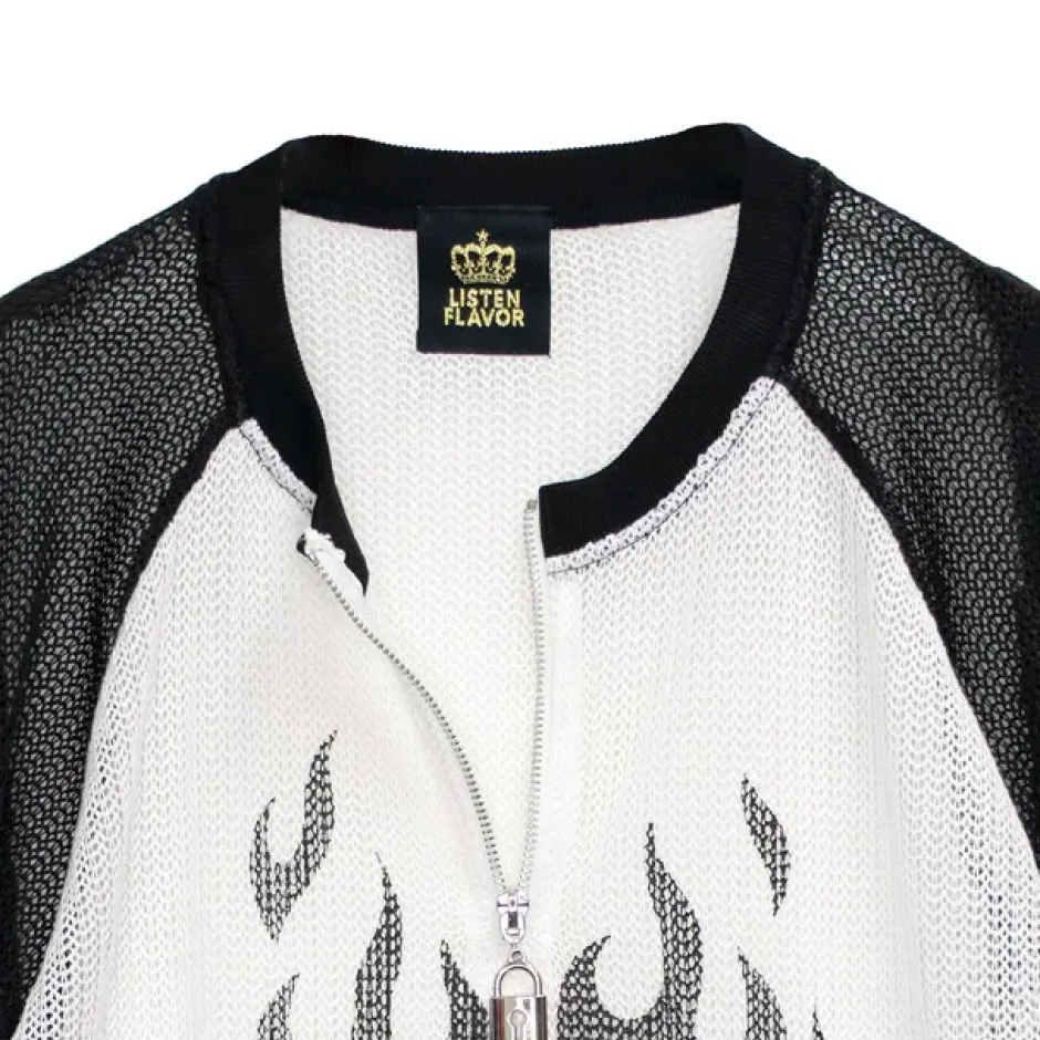 Jackets & Hoodies>LISTEN FLAVOR See-Through Mesh Pullover
