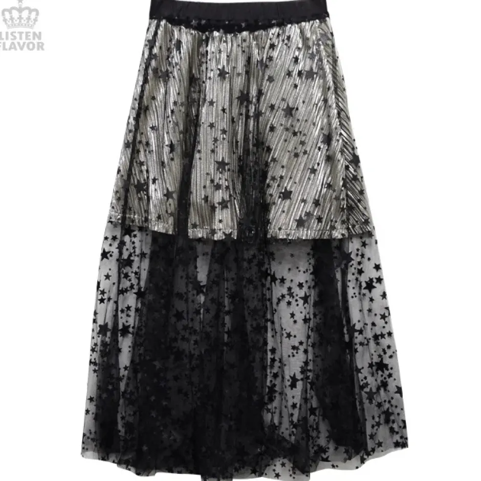 Bottoms>LISTEN FLAVOR See-Through 2-Way Layered Skirt