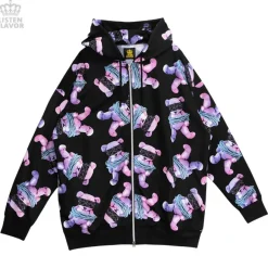 LISTEN FLAVOR Seized Bear Zip-Up Hoodie Online
