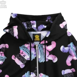 LISTEN FLAVOR Seized Bear Zip-Up Hoodie Online