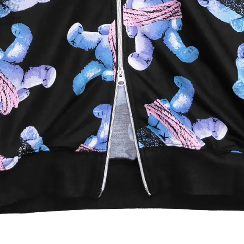 LISTEN FLAVOR Seized Bear Zip-Up Hoodie Online