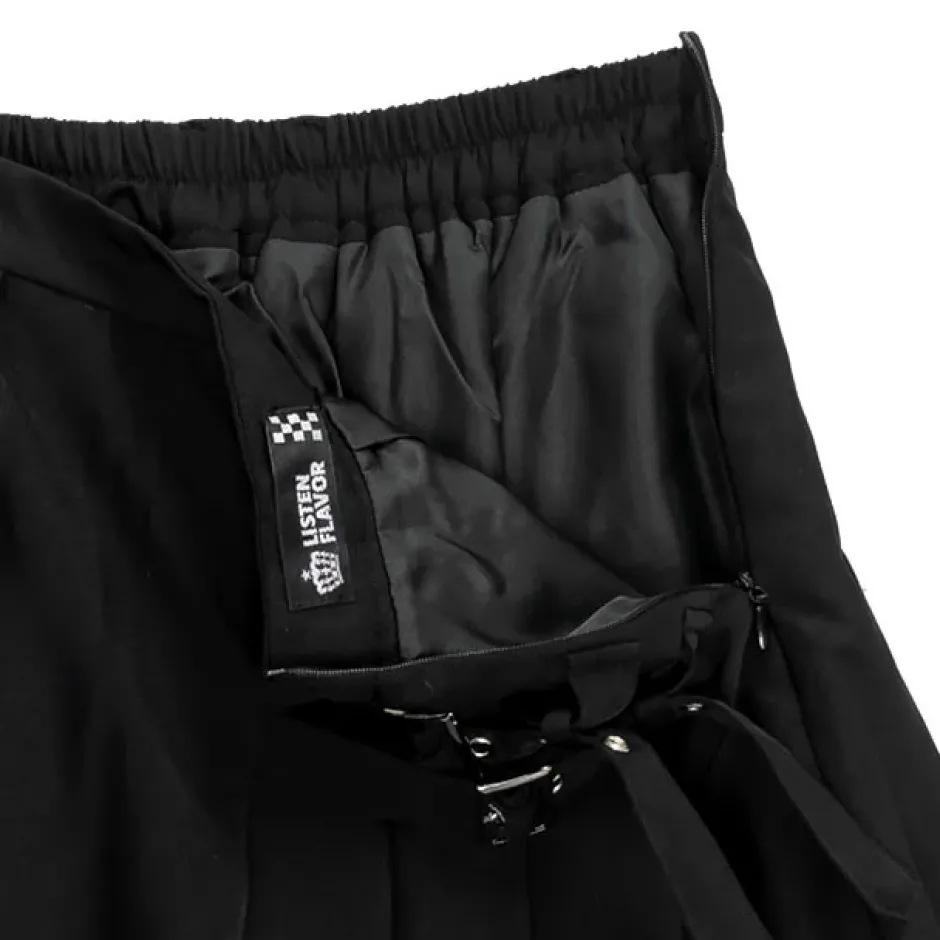 LISTEN FLAVOR Side Belt Pleated Skirt Online