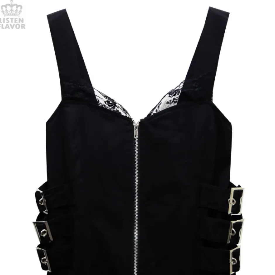 Bottoms>LISTEN FLAVOR Side Belt Zip-up Jumper Skirt