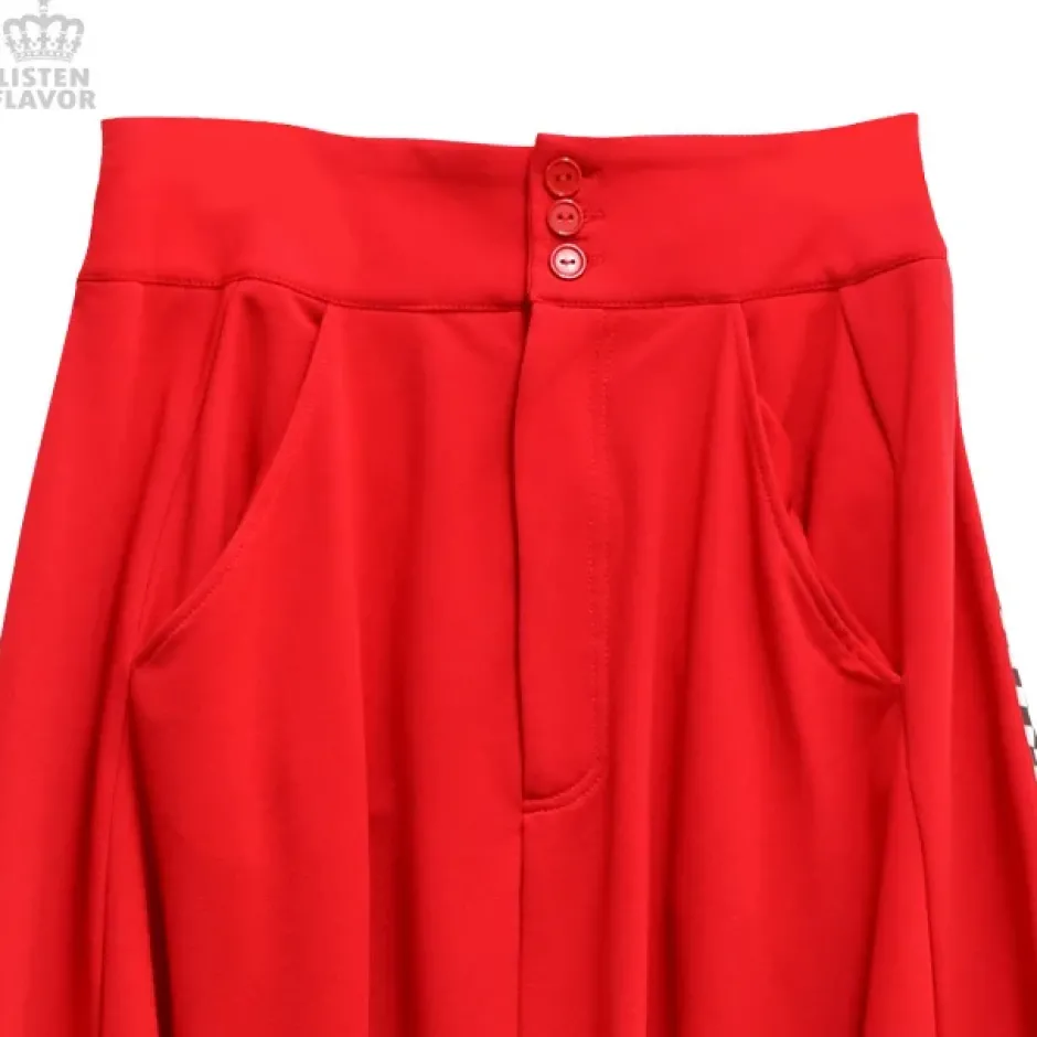 Bottoms>LISTEN FLAVOR Side Chekered Super Wide Skirt