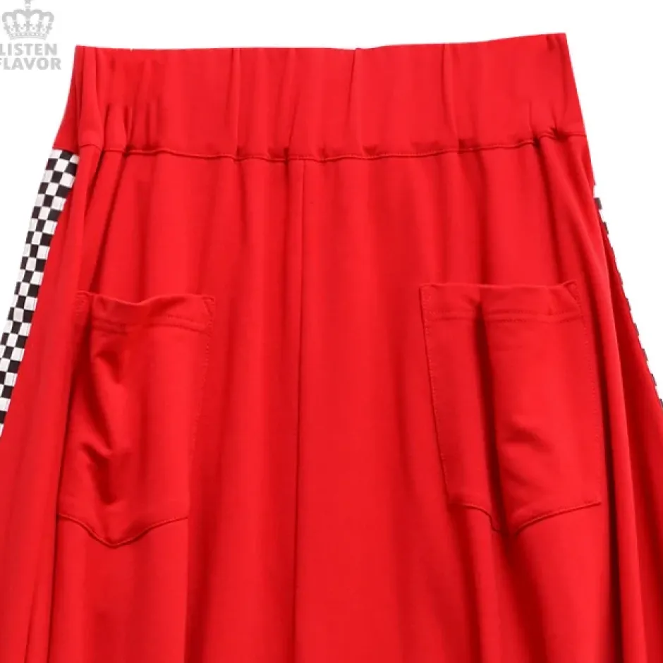 Bottoms>LISTEN FLAVOR Side Chekered Super Wide Skirt