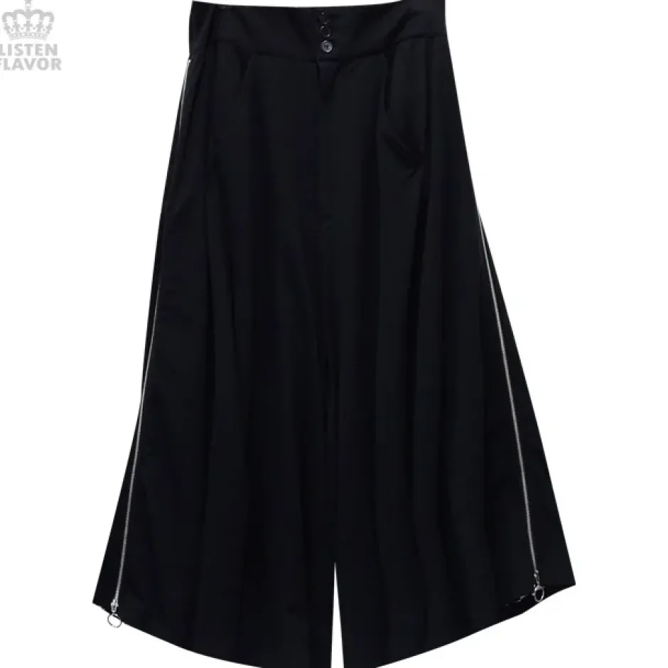 LISTEN FLAVOR Side Zip Checkered Super Wide Pants Outlet