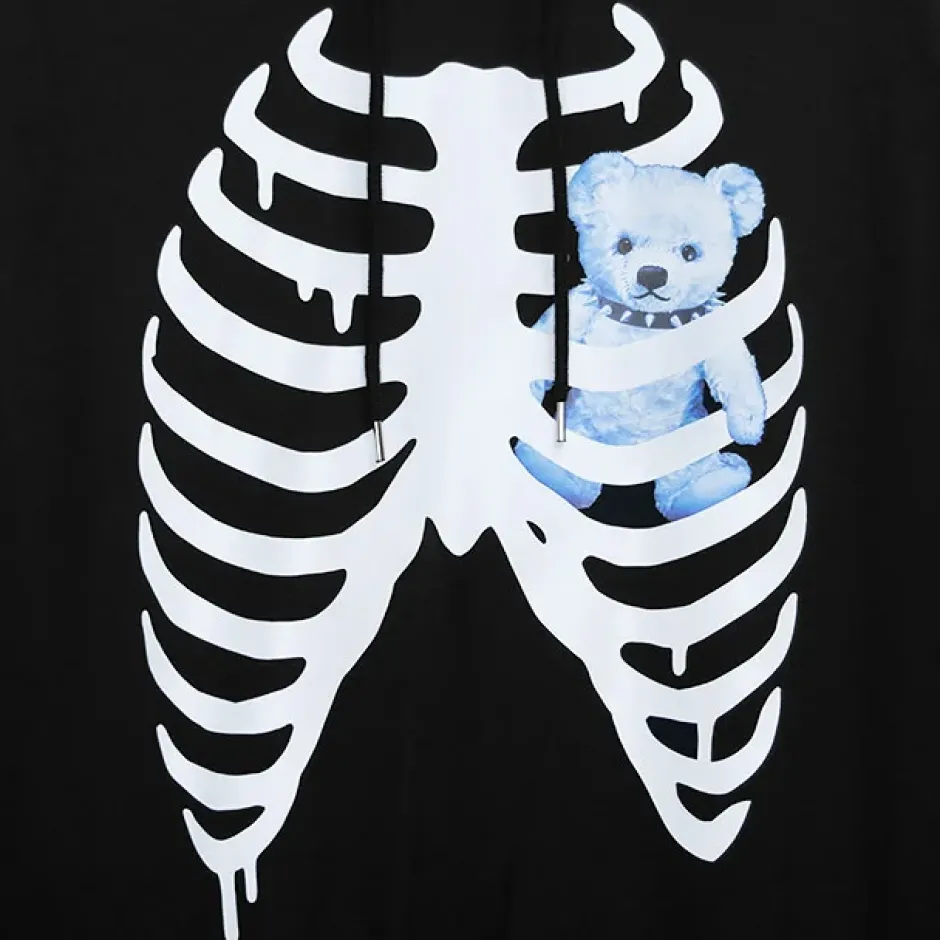 Jackets & Hoodies>LISTEN FLAVOR Skeleton Bear Harness Hoodie