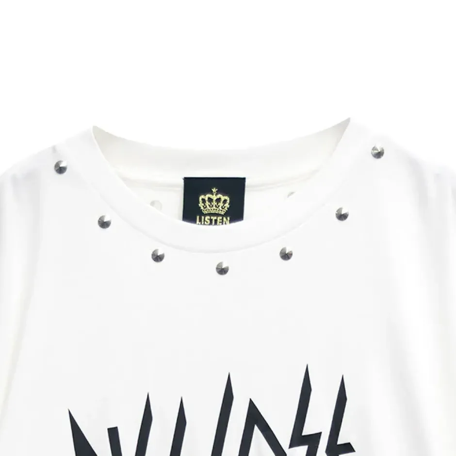 LISTEN FLAVOR Skeleton Bear Studs Big T-Shirt Sale