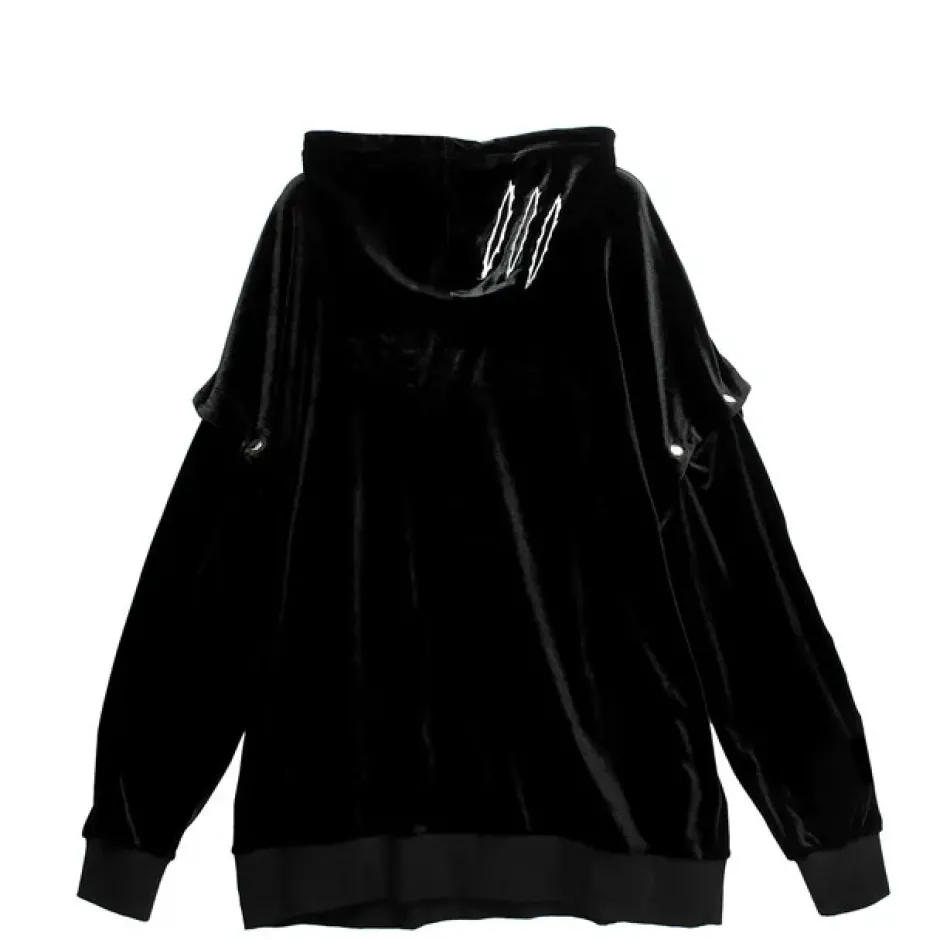 Jackets & Hoodies>LISTEN FLAVOR Slash 2-way Velour Hoodie