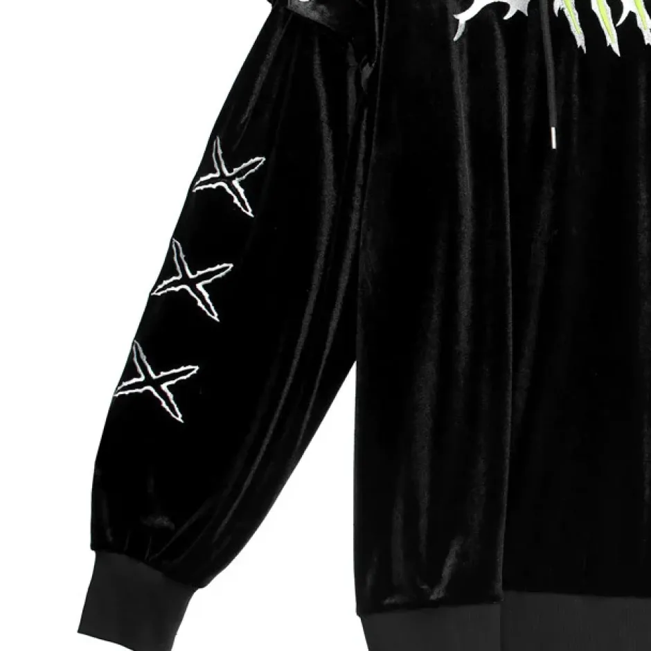 Jackets & Hoodies>LISTEN FLAVOR Slash 2-way Velour Hoodie