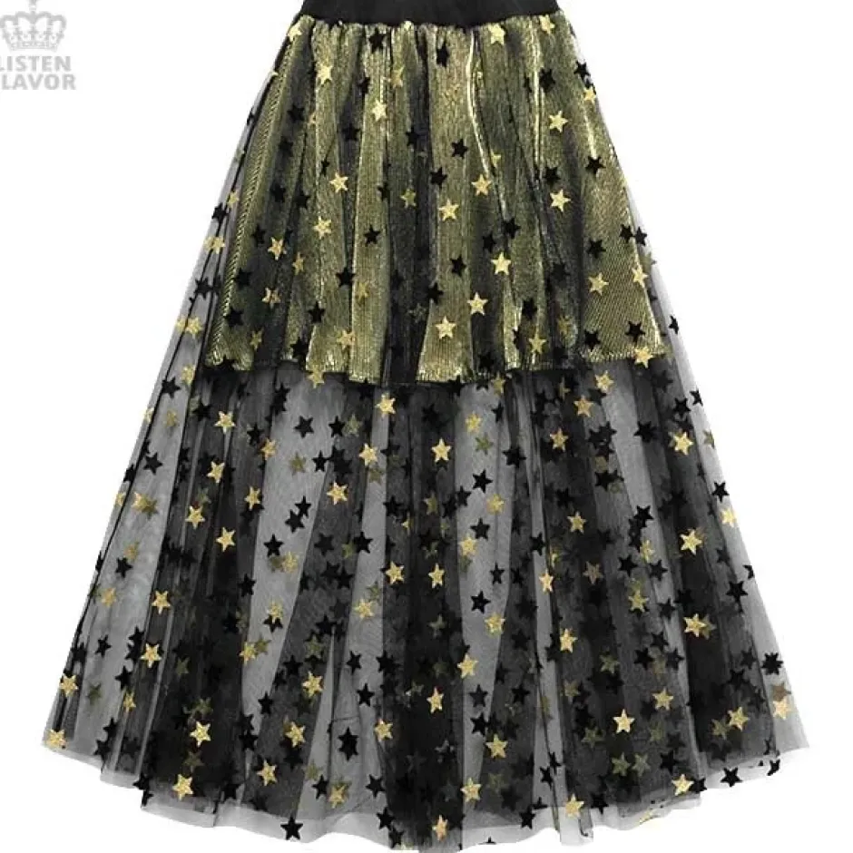 LISTEN FLAVOR Star Tulle Layered Skirt Discount