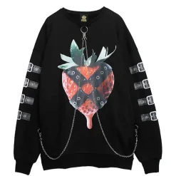 Jackets & Hoodies>LISTEN FLAVOR Strawberry Bondage Chain Pullover