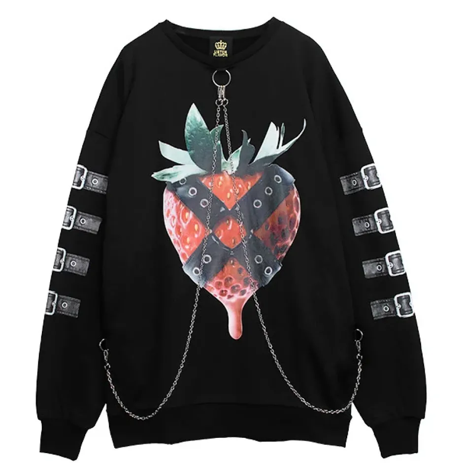 Jackets & Hoodies>LISTEN FLAVOR Strawberry Bondage Chain Pullover