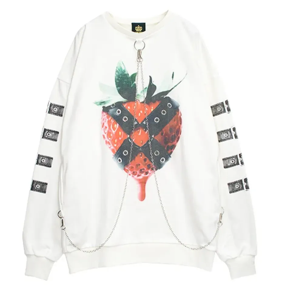 Jackets & Hoodies>LISTEN FLAVOR Strawberry Bondage Chain Pullover