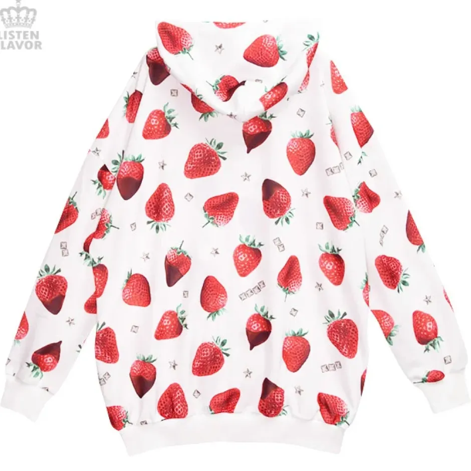 LISTEN FLAVOR Strawberry Chocolate Zip Hoodie Sale