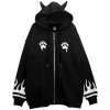 Jackets & Hoodies>LISTEN FLAVOR Tiger and Fire Horn Pad Zip Hoodie
