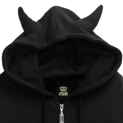 Jackets & Hoodies>LISTEN FLAVOR Tiger and Fire Horn Pad Zip Hoodie